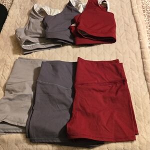 Bundle Of 3 --Red and Gray Activewear Set